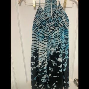 BCBG black and blue print dress